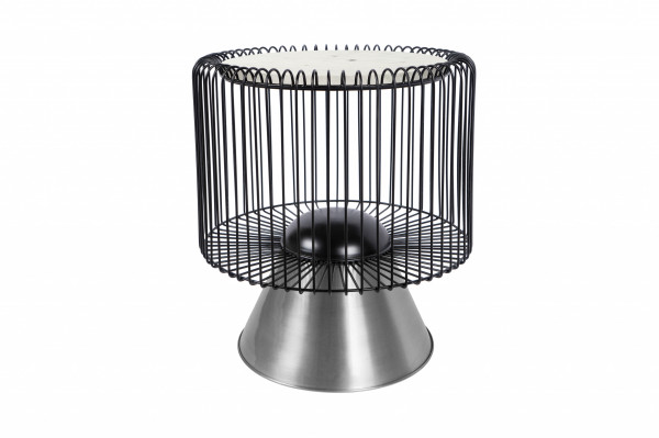 Masuta de cafea rotunda din marmura si fier Malibu 51x51x56,5 cm alb/negru