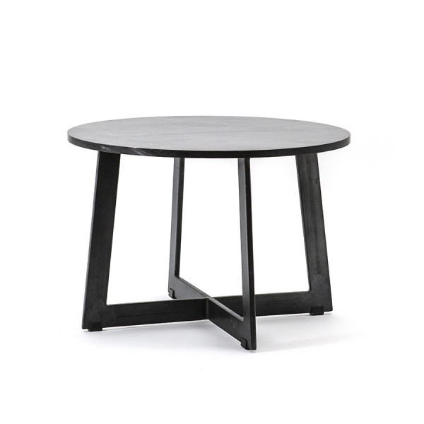Masuta de cafea rotunda din marmura si metal Major 60x60x40 cm neagra