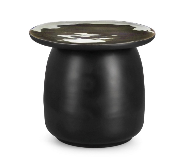 Măsuță de cafea rotundă Zainab, din lemn de acacia și oțel, cu finisaj natural, diametru 45 cm