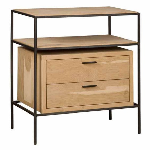 Noptiera Pineto furnir de stejar cu metal 80 cm