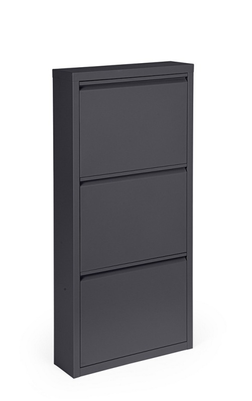 Pantofar metalic Eyvin, 3 uși rabatabile, negru, 50x15x106 cm