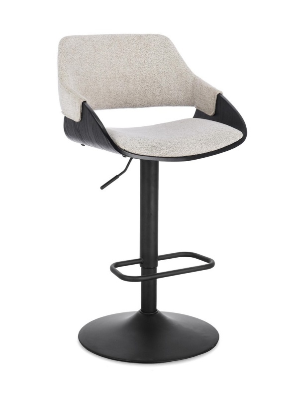 Scaun de bar Roxanne, pivotant , din textil și oțel, gri, 50.5 x 50.5 x 90.5-111 cm
