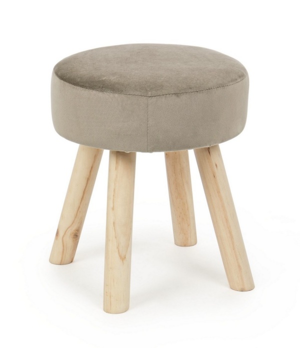 Set 2 taburete Adeline, tapițate cu catifea, taupe, 34x34x38 cm