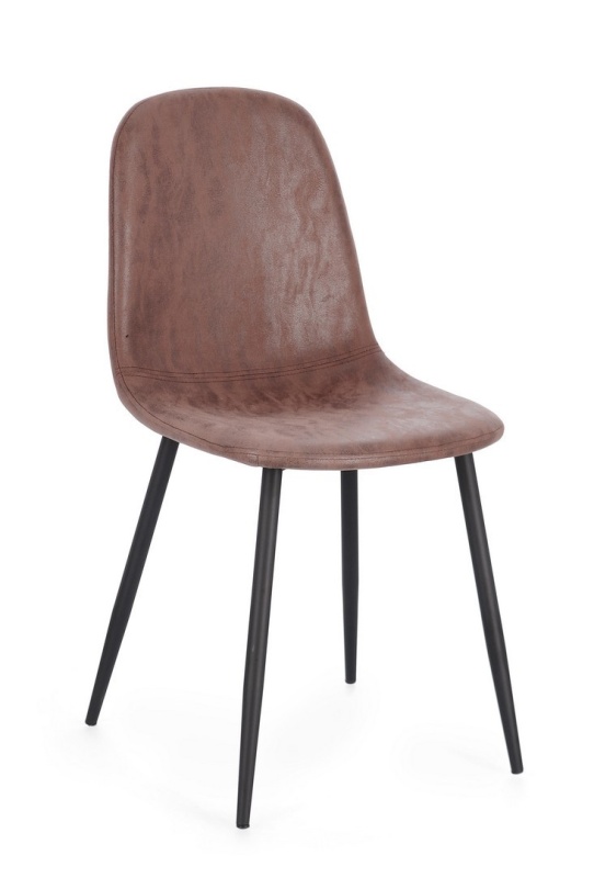 Set 4 scaune Irelia, din piele ecologică, Coniac, 52,5x42,5x90 cm