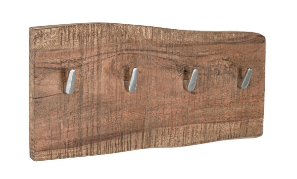 Set de 2 Cuiere Elmer, 4 agățătoare, din lemn de salcâm, 45x2.5x20 cm