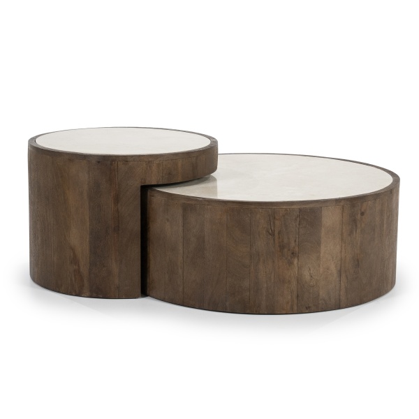 Set de 2 masute de cafea Hazel din lemn de mango si marmura Hazel