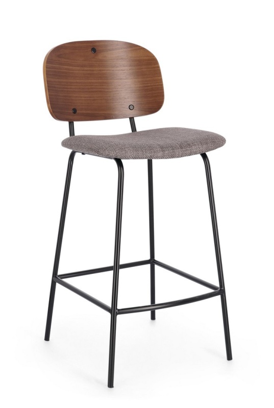 Set de 2 scaune de bar vintage din oțel și textil, gri