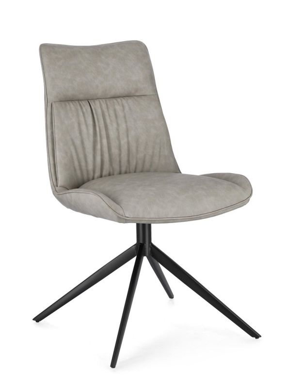 Set de 2 scaune din piele ecologică și oțel vopsit electrostatic, Taupe, 50 x 64 x 86 cm