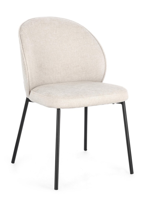 Set de 2 scaune Wendy tapitate negru/bej, 54x60x83 cm