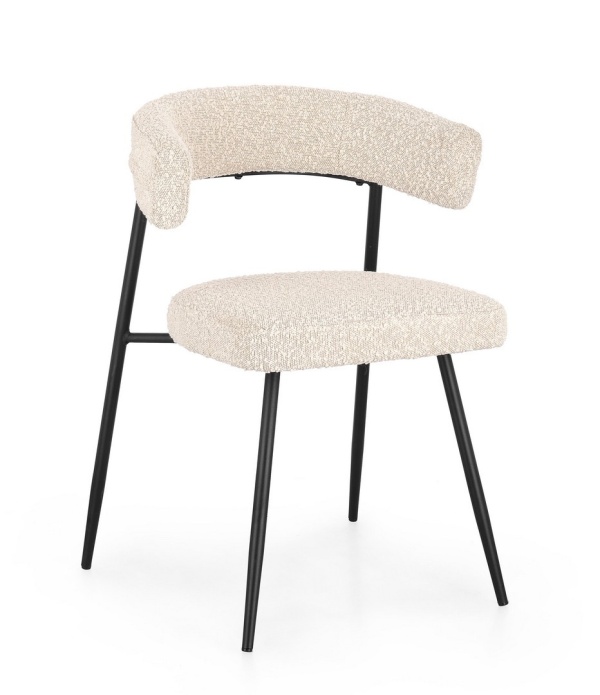 Set de 4 scaune Amaia, oțel și poliester, ivoire, 59x53x80 cm