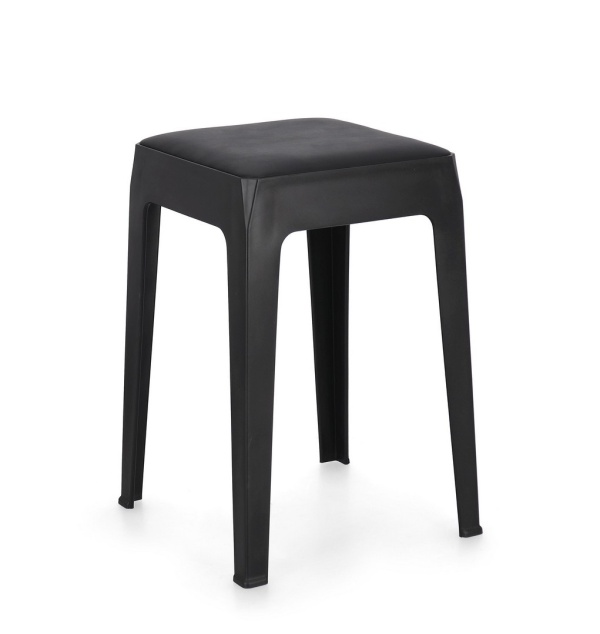 Set de 6 taburete cu șezut din piele ecologică, negru, 33x33x47 cm