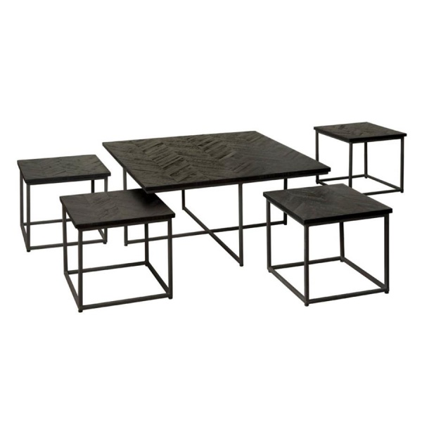 Set masute cafea din lemn masiv negru de la 40 cm