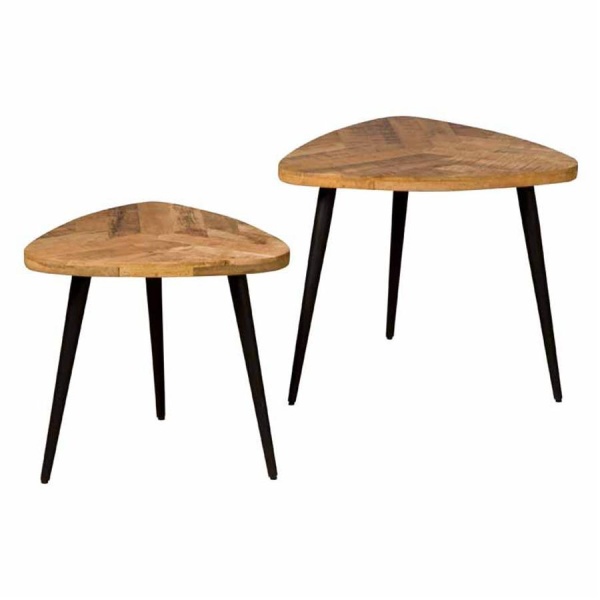 Set masute de cafea Viola din lemn de mango maro 50 si 60 cm
