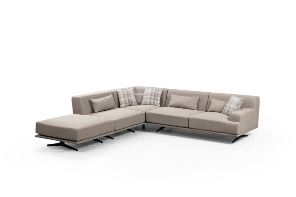 Coltar Bentley pe stanga cu pouf, 5 locuri, bej