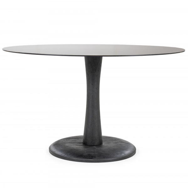 Masa dining din lemn de mango si sticla Boogie 130x130x76 cm neagra