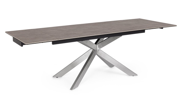 Masă extensibilă pentru 8 persoane, cu blat ceramic și cadru din oțel inoxidabil, 160-240x90x76 cm