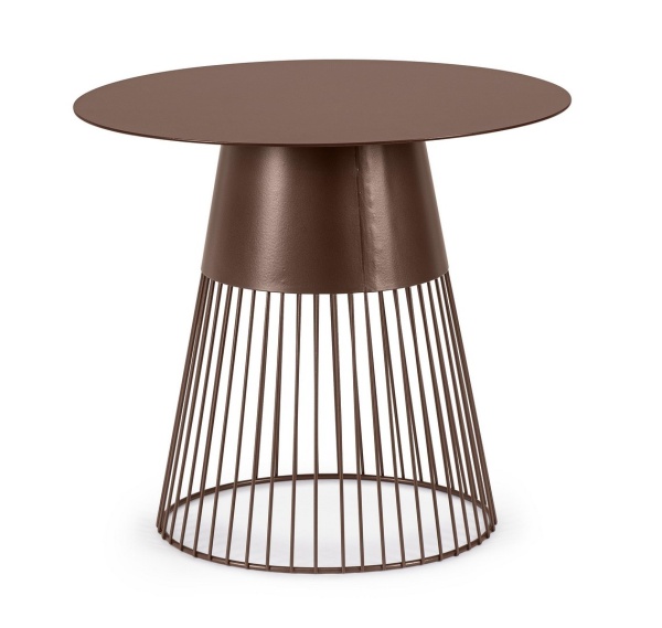 Măsuță de cafea Godric, rotundă, cu blat din marmură și cadru din oțel vopsit epoxidic, diametru 50 cm, înălțime 44.5 cm