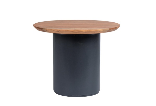 Măsuță de cafea Ojas, rotundă, din lemn de acacia și MDF, albastră, diametru 55 cm