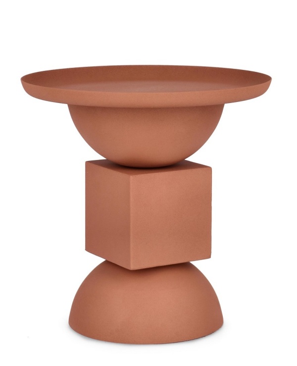 Măsuță de cafea rotundă din oțel, mată, teracotă, 40.5x41.5 cm