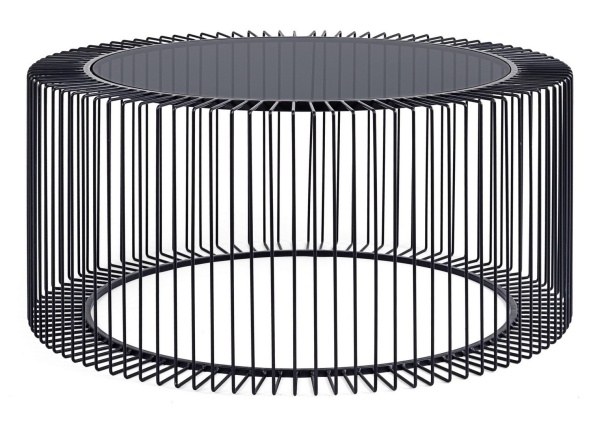 Măsuță de cafea rotundă Kieran, din metal și sticlă securizată, diametru 80 cm