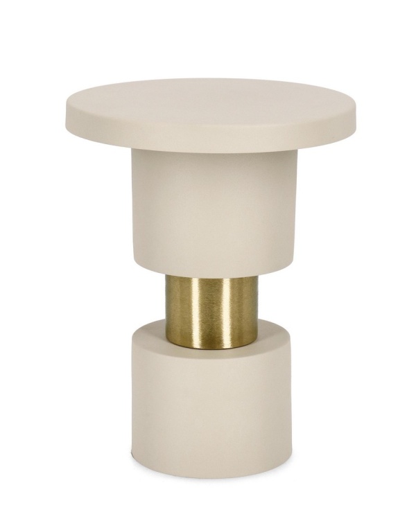 Masuta de cafea rotunda Mitul, otel mat crem, diametru 35 cm, inaltime 45 cm
