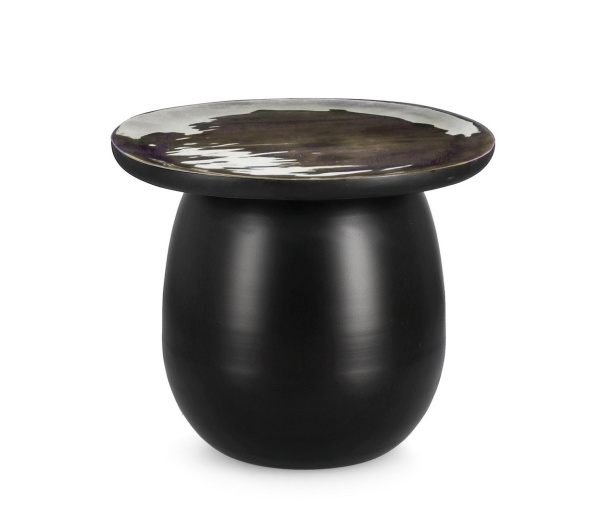 Măsuță de cafea rotundă Zainab, din lemn de acacia și oțel, cu finisaj natural, diametru 40 cm