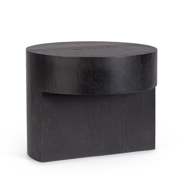Măsuță de cafea Stanwood, diametru 50 cm, din MDF cu furnir de frasin, neagră, 50x40 cm