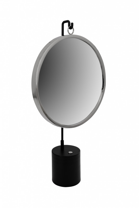 Oglinda rotunda argintiu/negru Elegance 14x41x75 cm