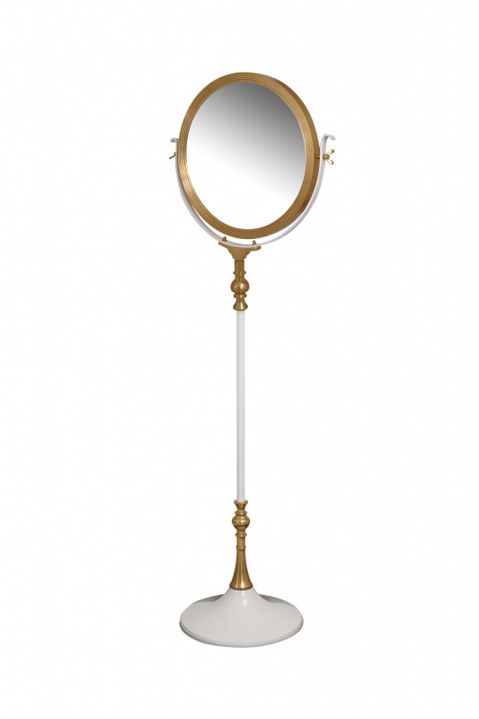 Oglinda rotunda cu rama auriu/alb 40x62x173 cm