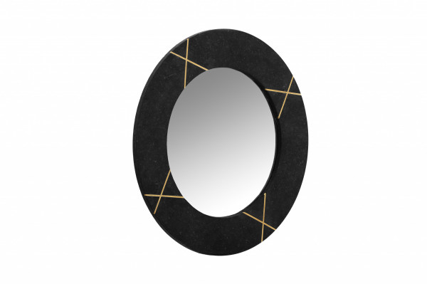Oglindă rotunda cu rama din marmura neagra Dexter 61x61x2 cm