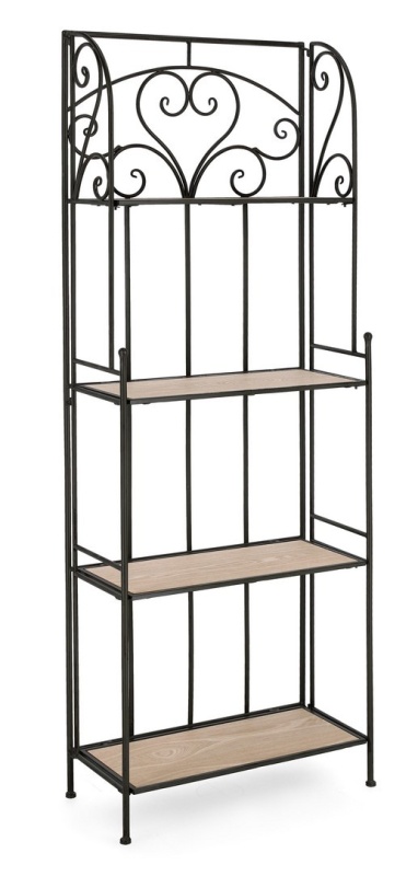 Raft Guenda cu 4 polițe, din metal și MDF, negru, 59x28x167 cm