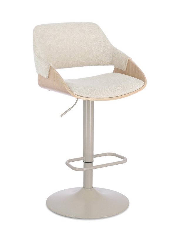 Scaun de bar Roxanne, pivotant, din textil și oțel, Moon, 50.5 x 50.5 x 90.5-111 cm