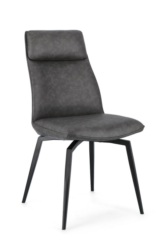 Set 2 scaune Lawrence, piele ecologică și picioare din oțel vopsit, antracit, 48x64x92 cm