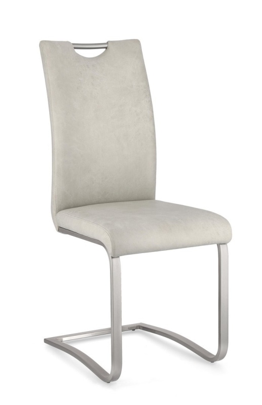 Set 4 scaune Kenneth, din piele ecologică și oțel vopsit electrostatic, crem, 42x56x102 cm