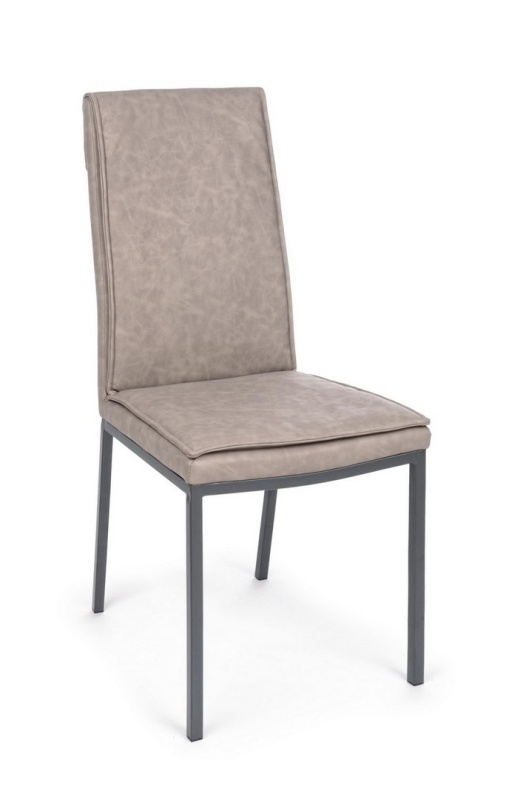 Set 4 scaune Sofie, tapițate cu piele ecologică vintage, taupe 43x59.5x99.5 cm