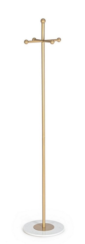 Set de 2 Cuiere din oțel cu bază de marmură, finisaj auriu, diametru 35 cm, înălțime 175 cm