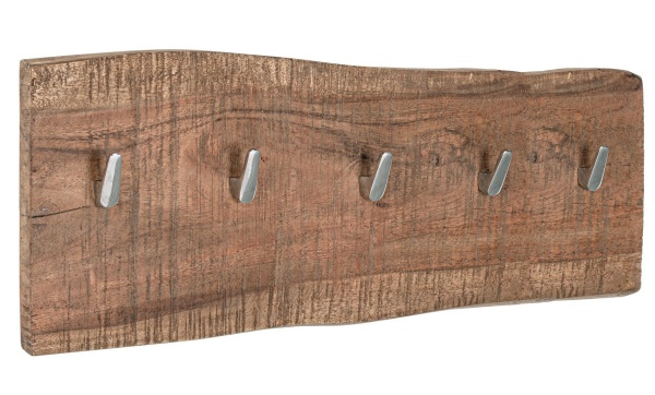 Set de 2 Cuiere Elmer, 5 agățătoare, din lemn de salcâm, 58x2.5x20 cm