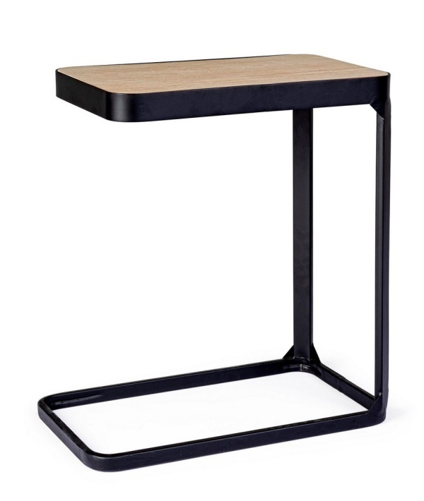 Set de 2 Măsuță de cafea stil nordic, metal și furnir de brad, 50x30x55 cm