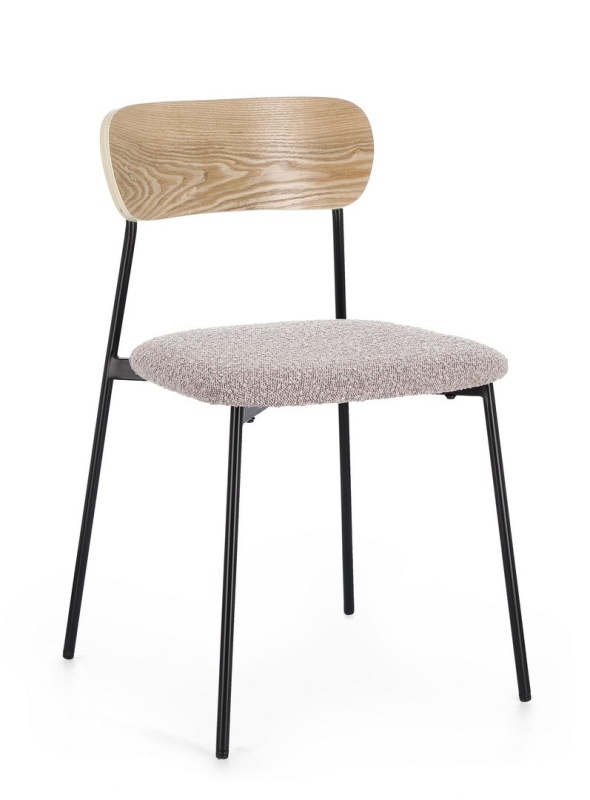 Set de 2 scaune Genevieve, tapițerie bouclé, gri, 46x49x76.5 cm