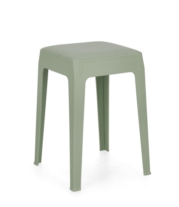 Set de 6 taburete cu șezut din piele ecologică, verde salvie, 33x33x47 cm
