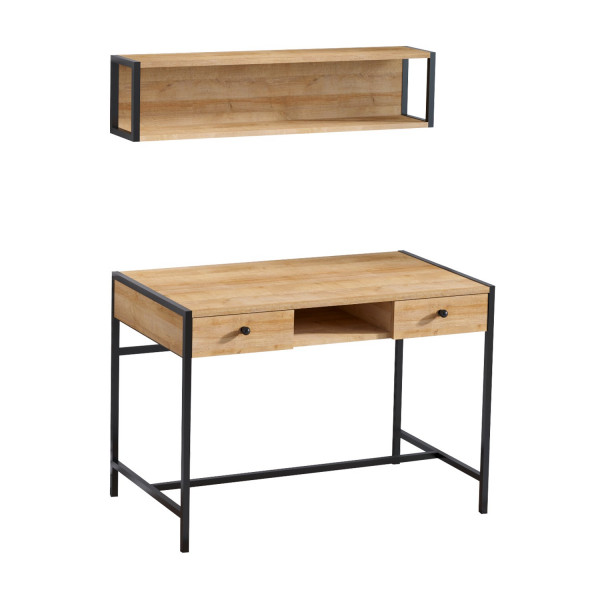 Set de birou si etajera din pal melaminat Pena stejar 100 cm