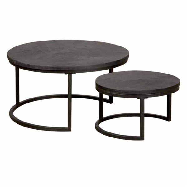 Set masute de cafea Viola din lemn de mango negru 55 si 70 cm