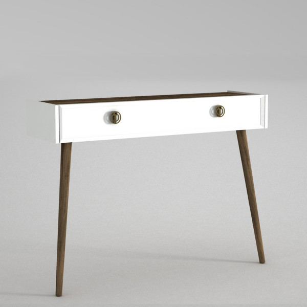 Consola din pal melaminat Nady alba si nuc 120 cm