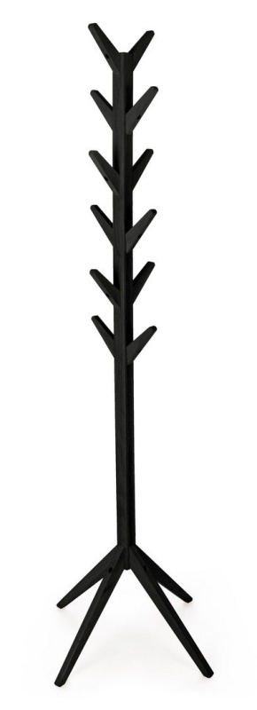 Cuier Daiki, slim, din lemn de mesteacăn, negru, 60x60x169 cm