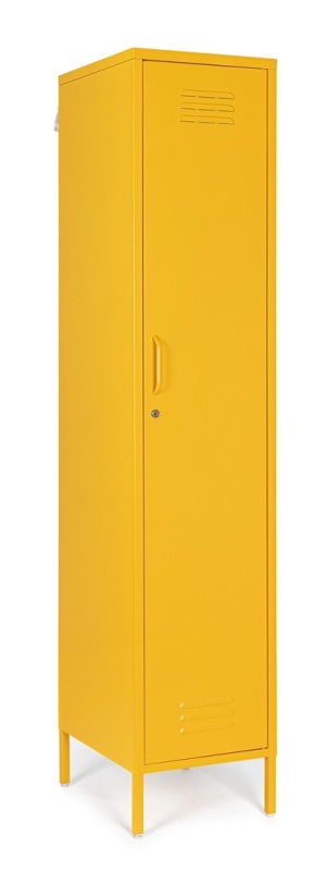 Dulap Cambridge, cu 1 ușă, din oțel, vopsit electrostatic, galben, 46x38x185 cm