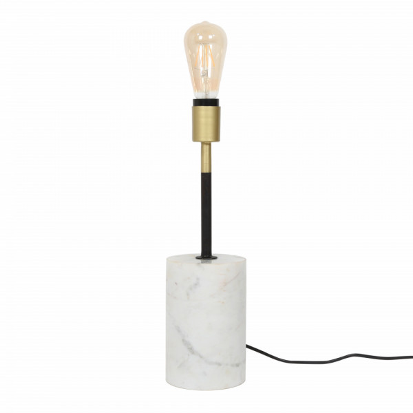 Lampa decorativa din metal/marmura Caramia alba, un bec