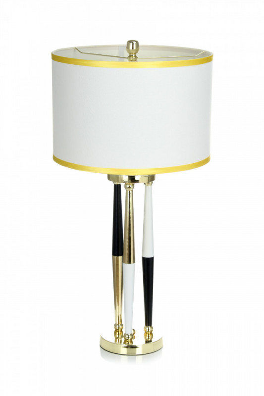 Lampa decorativa din tesatura/metal Paralla alba/neagra/aurie, un bec