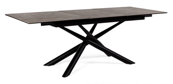 Masă dining extensibilă pentru 8 persoane, cu blat ceramic și picioare din oțel vopsit electrostatic, 160-220x90 cm