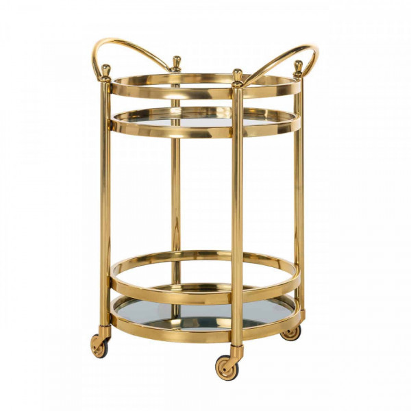Masuta/Carucior pentru servire din sticla Hendricks, 74,5x55x45 cm, gold