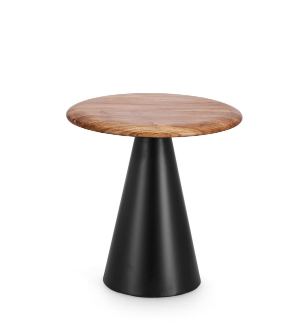 Măsuță de cafea Azara, rotundă, din lemn de acacia și oțel, diametru 45 cm